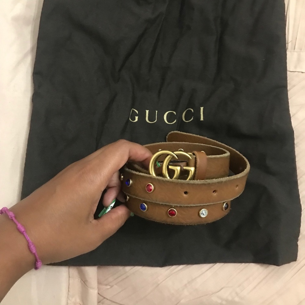 100 Authentic Gucci multi color rhinestone belt